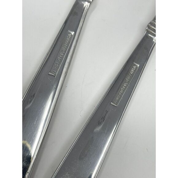 Wallace NAPOLI Glossy Serving Slotted Spoons 8 7/8” Stainless Flatware Set Of 2 - Picture 6 of 6